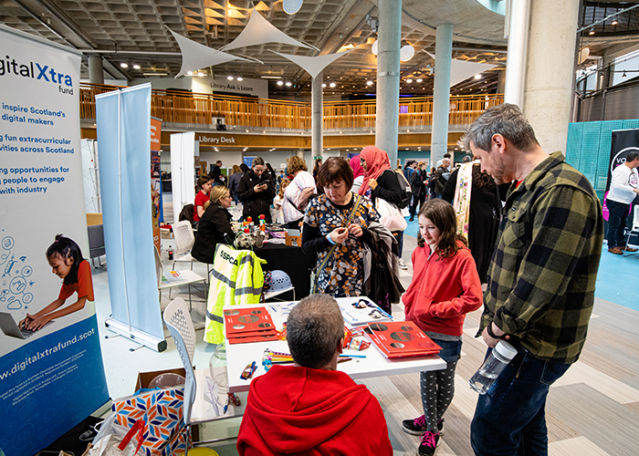 People looking at an exhibition 